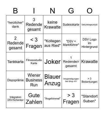 Townhall "Mitarbeiter Benefits" Bingo Card