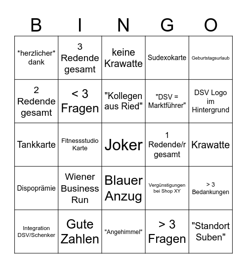 Townhall "Mitarbeiter Benefits" Bingo Card
