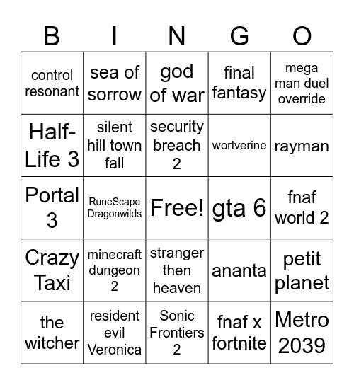 gamescom 2026 Bingo Card