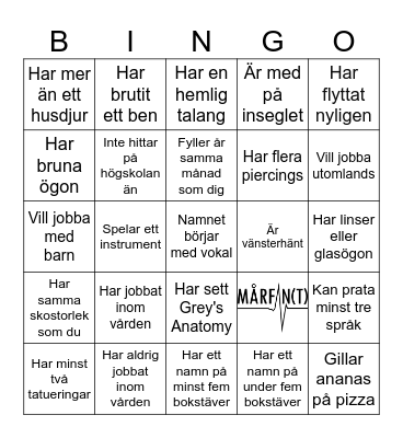 Mårfin(t) Bingo Card