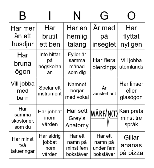 Mårfin(t) Bingo Card