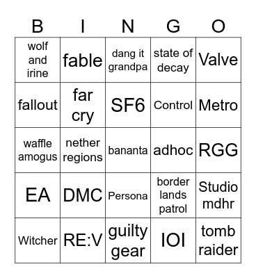 gaycom Bingo Card