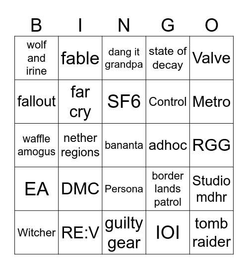gaycom Bingo Card
