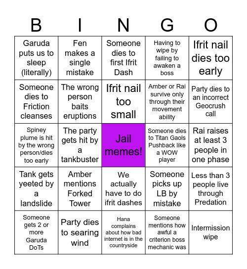 UWU Prog Bingo Card