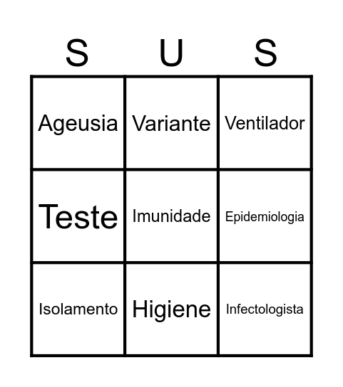Bingo da Sáude Bingo Card