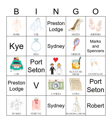 Wedding Bingo Card