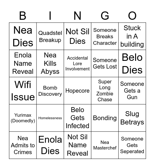 CRYPT SMP Bingo Card