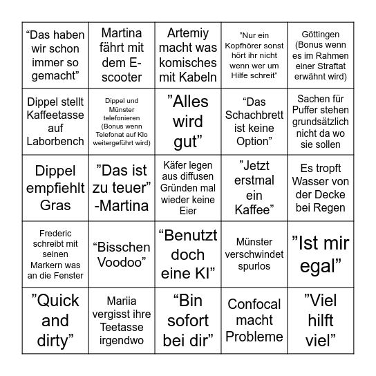 AG Münster Bingo Card