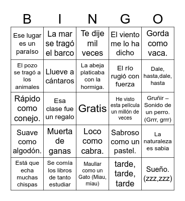 Lotería  -  Figuras Retóricas Bingo Card