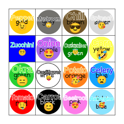 COLOURS NAME Bingo Card