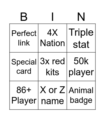 FUT bingo Card