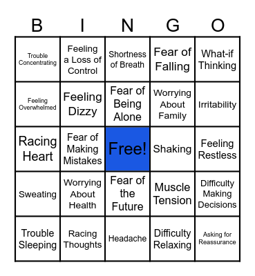 Anxiety Bingo Card