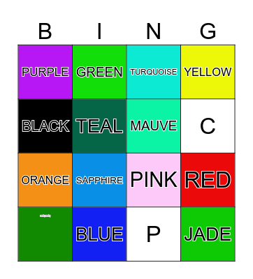 COLOURS AND NUMBERS Bingo Card