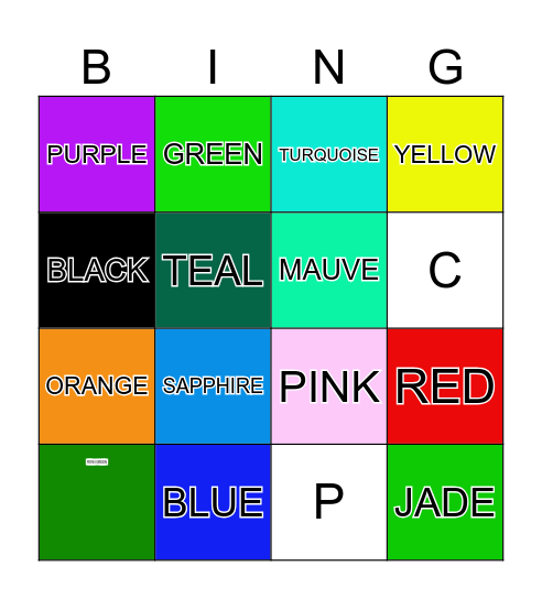 COLOURS AND NUMBERS Bingo Card