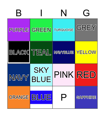 COLOURS AND NUMBERS Bingo Card