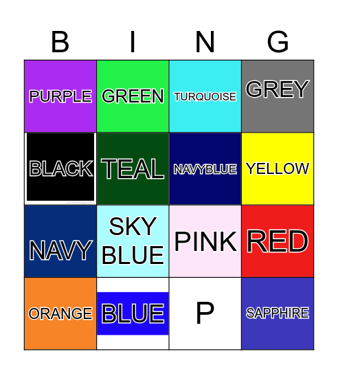 COLOURS AND NUMBERS Bingo Card