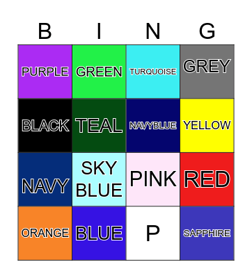 COLOURS AND NUMBERS Bingo Card