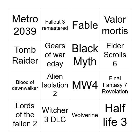 Gamescom 2026 Bingo Card