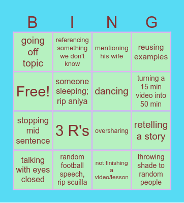 physics bingo, rip sak Bingo Card