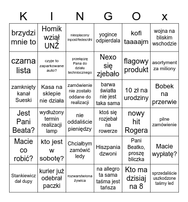 Projekt oświetlenia Bingo Card