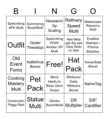 IdleOn P2W Bingo Card