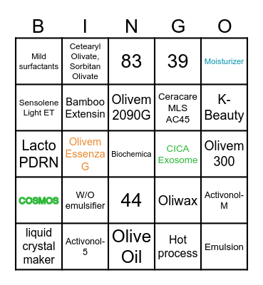 Miracle Olive - Summit Chemical Bingo Card
