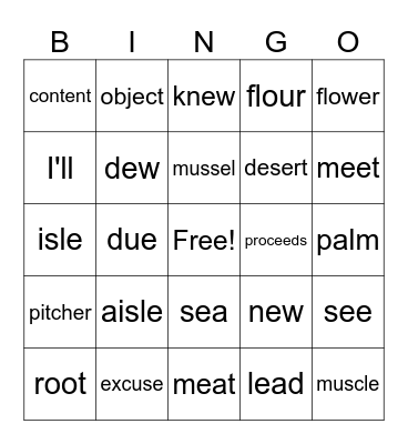 Unit 1 Lesson 3 Spelling Bingo Card