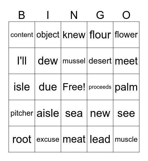 Unit 1 Lesson 3 Spelling Bingo Card