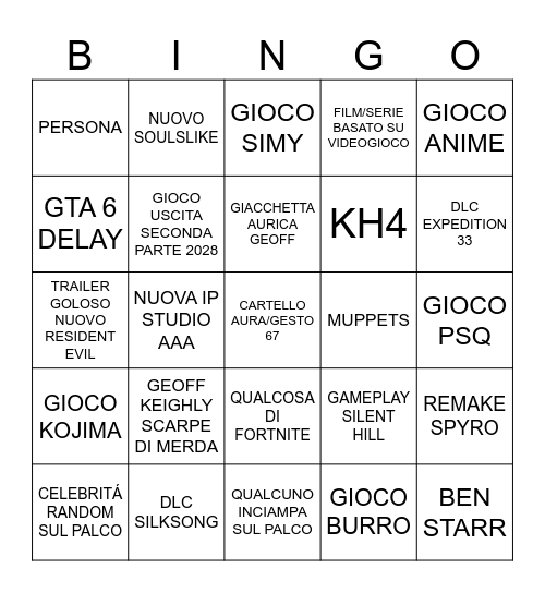 GAMESCOM 2026 GEOFF Bingo Card