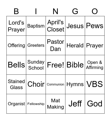 St. John's UCC Bingo Card