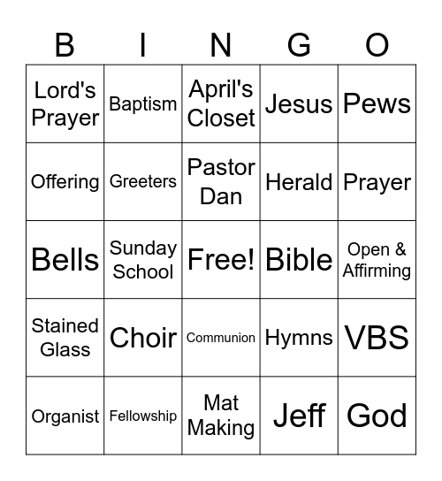 St. John's UCC Bingo Card