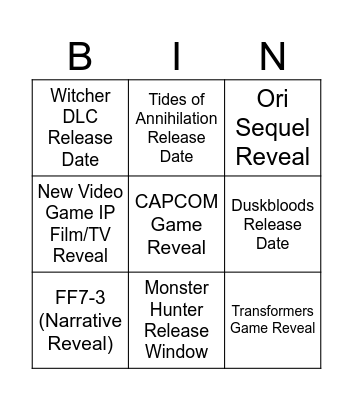 Sergio Bingo Card