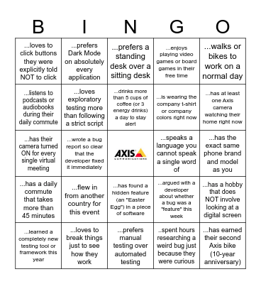 Curious on QA Bingo Card