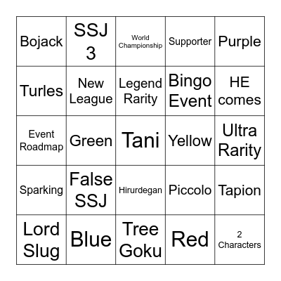 DBL Legends Informational Bingo Card