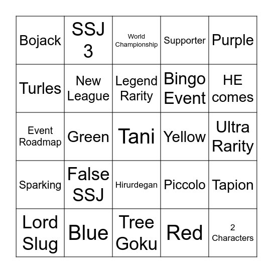 DBL Legends Informational Bingo Card