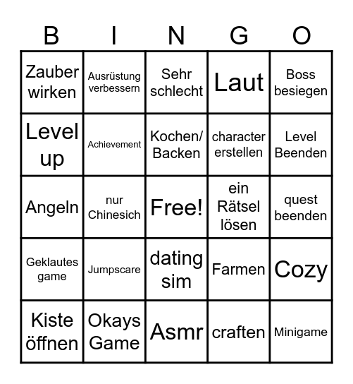 Steam Bingo Card