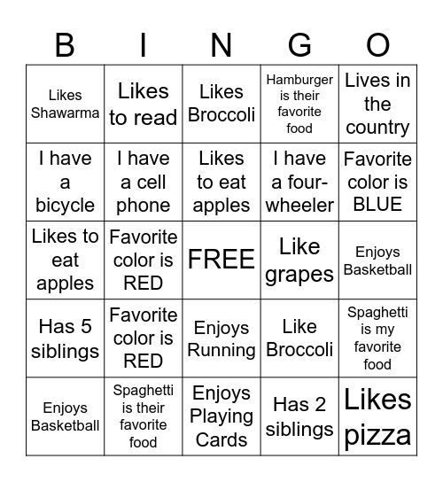 BACK TO SCHOOL BINGO Card