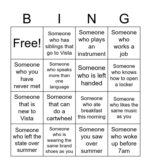 Back to School- Art class Bingo Card