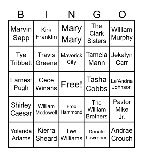 Christian Bingo Card