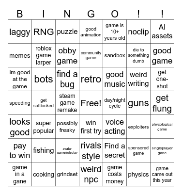 7X7 Bingo Card
