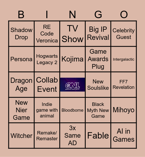 Gamescom Opening Night Live Bingo Card