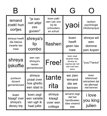 '26 '26 shreya en koen Bingo Card
