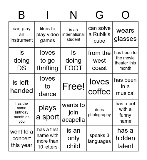 Fins someone who... Bingo Card