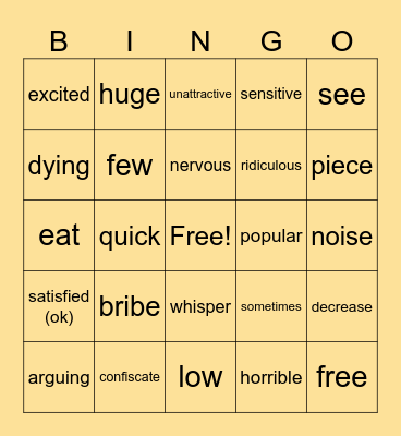 Context Clues Bingo Card