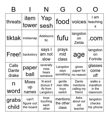 Science Bingo card Bingo Card