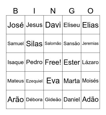 personagens bíblicos Bingo Card