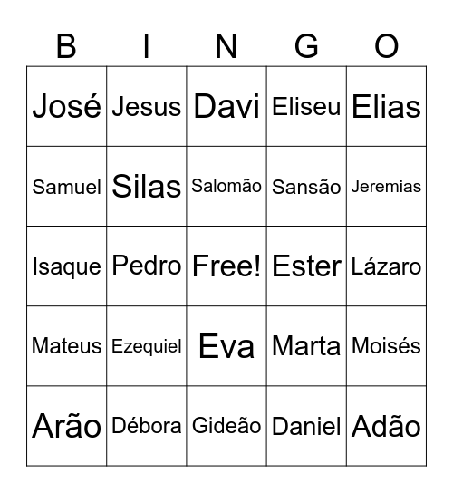 personagens bíblicos Bingo Card