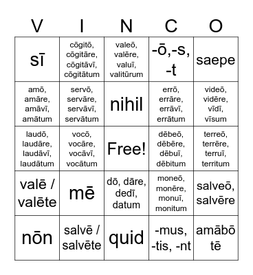VINCO Bingo Card