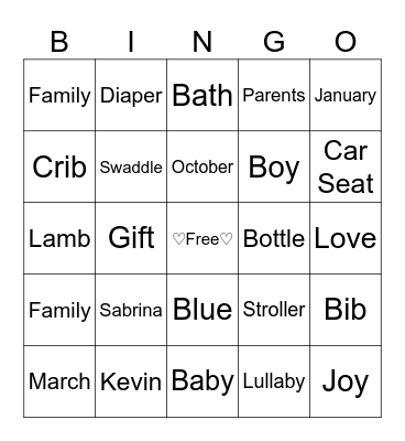 BABY CHANG BINGO Card