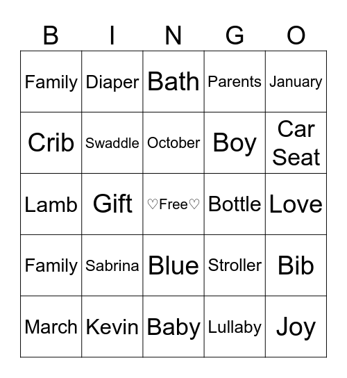 BABY CHANG BINGO Card